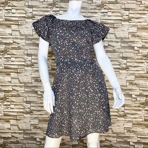 BCBG Gray Spotted Puff Sleeve Short Dress